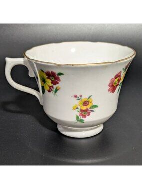 Vale Vintage Bone China Tea Cup England Floral Gold Trim Footed English China